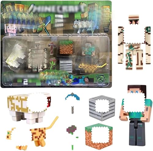 FOGARI 8 Stück Mine-Craft Figuren, Mine-Craft Spielzeug, Enthält Charaktere, Tiere, Vorräte, Waffen, Erze, Actionfiguren zum Spielen von FOGARI