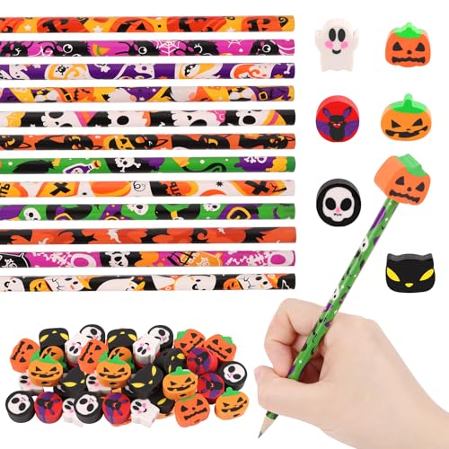 FOIMAS Halloween-Bleistifte, Kürbis-Geist, Holzstifte mit Radiergummis, Topper für Halloween, Süßes oder Leckereien, Partygeschenk, Taschenfüller, Schulbedarf, 30 Stück FOIMAS Halloween-Bleistifte, Kürbis-Geist, Holzstifte mit Radiergummis, Topper für Halloween, Süßes oder Leckereien, Partygeschenk, Taschenfüller, Schulbedarf, 30 Stück von FOIMAS