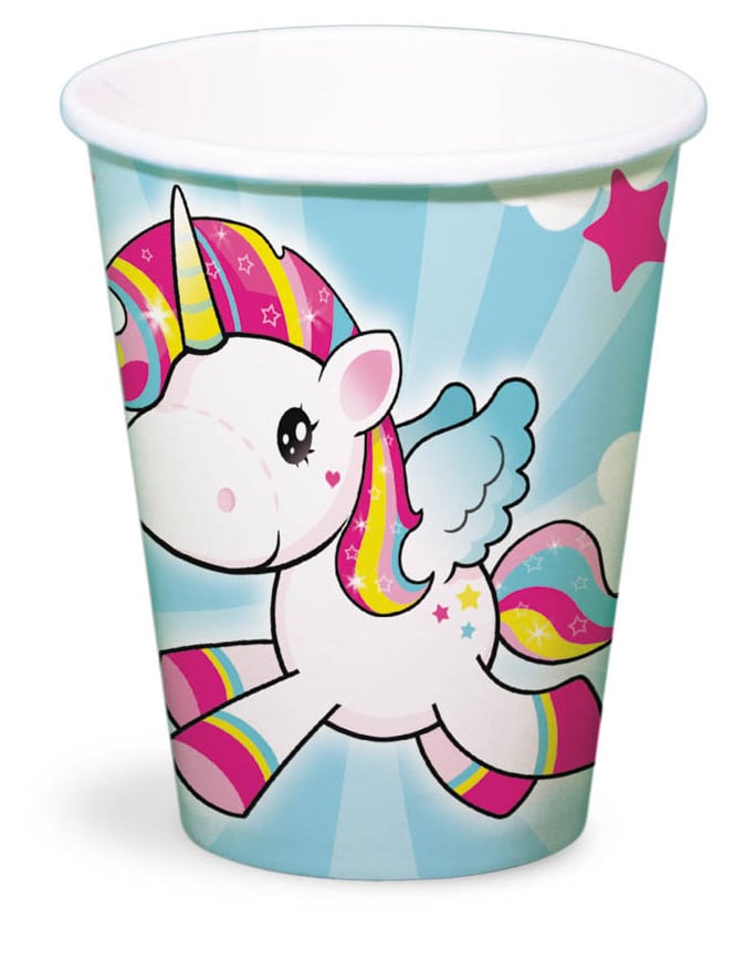 Einhorn-Becher Einhornparty-Deko 8 Stück bunt 250ml von FOLAT BV