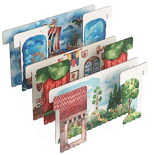 FOLDZILLA Puppentheater Kulissenset 45 x 85,8 x 1 cm aus Pappe Theater Karton Kasperletheater Märchentheater von FOLDZILLA