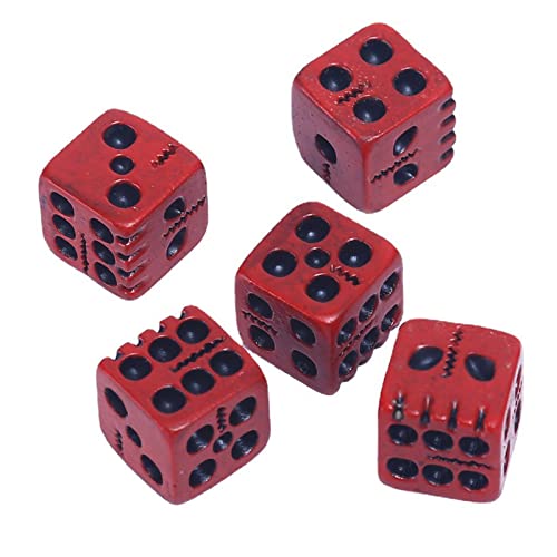 5pcs Roter Harzwürfel Sechsseitiger Roter Schädel Würfel 18mm Digital Cubes Square Corner Für Kid Educational Brettspiele von FOLODA