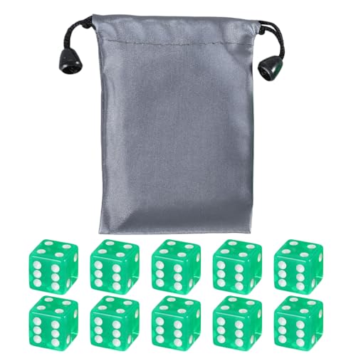 FOLODA 10 Teile/Satz 6 Seitige Acryl Würfel Durchscheinende Quadratische Ecke Würfel Würfel Set 19mm Solide Spiel Würfel Set Mit Weißen Punkten von FOLODA