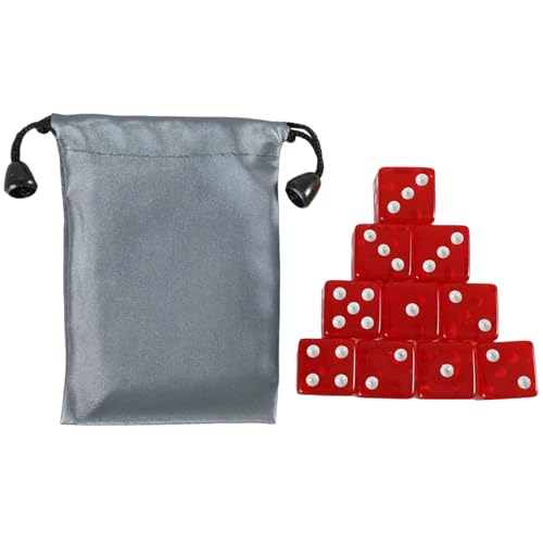 FOLODA 10 Teile/Satz 6 Seitige Acryl Würfel Durchscheinende Quadratische Ecke Würfel Würfel Set 19mm Solide Spiel Würfel Set Mit Weißen Punkten von FOLODA