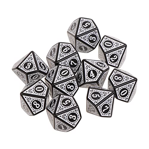 FOLODA 10Pcs 10 Seitige Polyhedral Acryl Tisch Spiel Würfel D10 Würfel Für Mathe Würfel Spiele Acryl Würfel Für Party von FOLODA