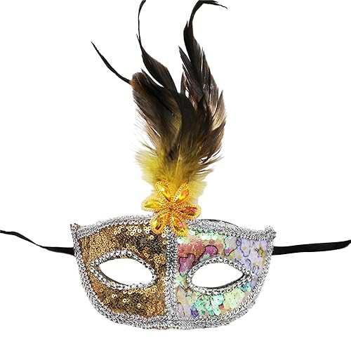 FOLODA Auftrittskostüm, halbes Gesicht, Halloween, Karneval, Festival, Maskerade, Ball, Party, Hochzeit, Halloween, halbes Gesicht, für Damen, Herren, Karneval, für Erwachsene, Maskerade von FOLODA