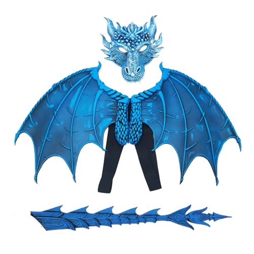 FOLODA Drachenflügel Kostüm Drachenflügel Drachenschwanz Drachenkostüm Set Halloween Drachen Cosplay Set von FOLODA