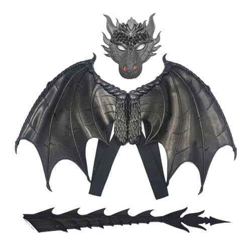 FOLODA Drachenflügel Kostüm Drachenflügel Drachenschwanz Drachenkostüm Set Halloween Drachen Cosplay Set von FOLODA