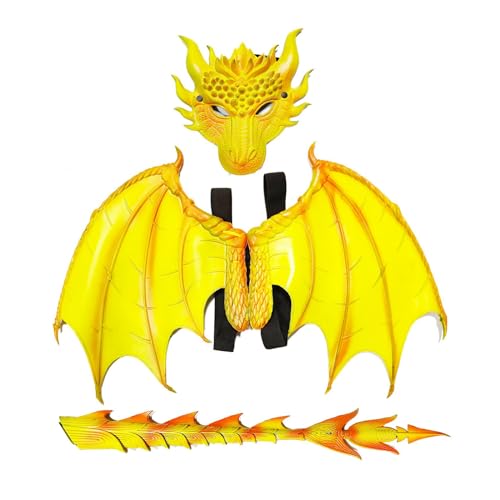 FOLODA Drachenflügel Kostüm Drachenflügel Drachenschwanz Drachenkostüm Set Halloween Drachen Cosplay Set von FOLODA