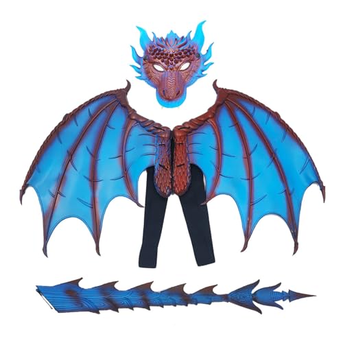 FOLODA Drachenflügel Kostüm Drachenflügel Drachenschwanz Drachenkostüm Set Halloween Drachen Cosplay Set von FOLODA