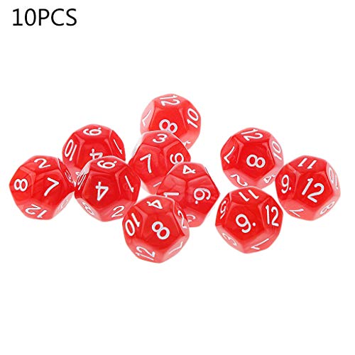 FOLODA Set Mit 10 Polyedrischen D12-Würfeln 12-seitige Würfel Familienparty RPG Brettspielzubehör Pub Club Spiel Acrylwürfel von FOLODA