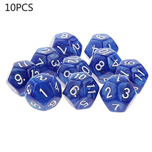 FOLODA Set Mit 10 Polyedrischen D12-Würfeln 12-seitige Würfel Familienparty RPG Brettspielzubehör Pub Club Spiel Acrylwürfel von FOLODA