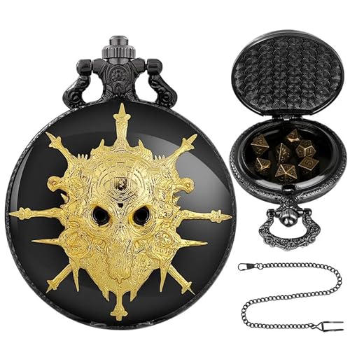 FOLODA Vintage Kleine Würfel Set Rollenspiel Würfel Mit Taschenuhr Gehäuse Metall Polyedrische Würfel Tisch Brettspiel Digitale Würfel von FOLODA