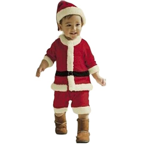 FOLODA Weihnachtsmann Kostüm Weihnachtsmann Anzug Weihnachtsmütze Rotes Samtkleid/Oberteil + Hose Unisex von FOLODA