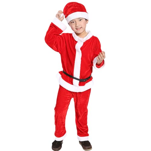 FOLODA Weihnachtsmann Kostüm Weihnachtsmann Anzug Weihnachtsmütze Rotes Samtkleid/Oberteil + Hose Unisex von FOLODA