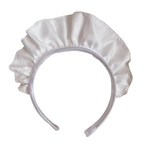 FOLODA Weiß Rüschen Stirnband Dienstmädchen Haar Hoop Wunderschöne Süße Gothic Kopfschmuck Cosplay Haar Zubehör Dienstmädchen Kopfschmuck Gothic Headwear, Einheitsgröße von FOLODA