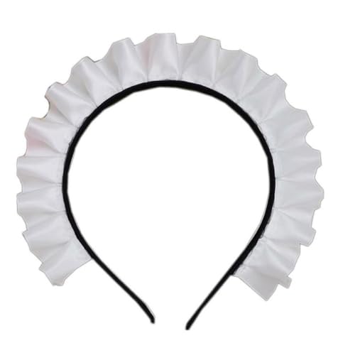 FOLODA Weiß Rüschen Stirnband Dienstmädchen Haar Hoop Wunderschöne Süße Gothic Kopfschmuck Cosplay Haar Zubehör Dienstmädchen Kopfschmuck Gothic Headwear Schwarz / Weiß von FOLODA