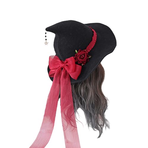 Punk Hexenhut Halloween Frauen Wizard Cap Kostüm Kopfbedeckung Mädchen Cosplay Zubehör von FOLODA