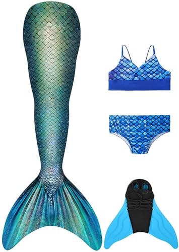 FOLOEO Meerjungfrau Kostüm für Kinder – Magisches Mermaid Kleid für Mädchen – Perfekt für Karneval, Halloween, Cosplay und Fotografie – Meerjungfrau Rock mit Monoflosse von FOLOEO