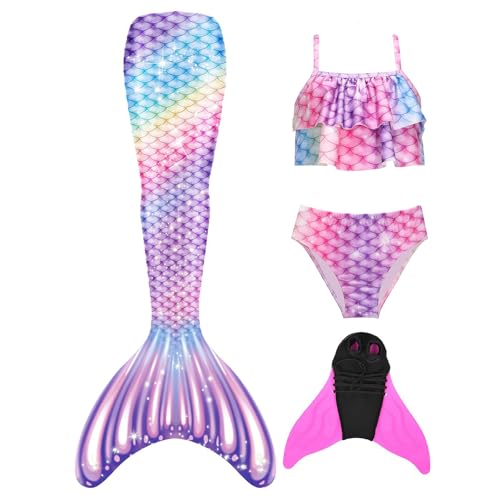 FOLOEO Meerjungfrau Kostüm für Kinder – Magisches Mermaid Kleid für Mädchen – Perfekt für Karneval, Halloween, Cosplay und Fotografie – Meerjungfrau Rock mit Monoflosse von FOLOEO