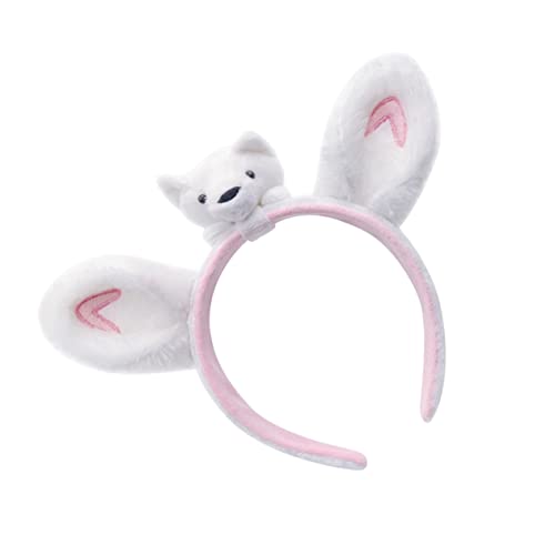 FOMIYES 1stk Haarreifen Hasenohren Haarbänder Katze Stirnbänder Kaninchen Stirnband Für Mädchen Hasenohren Stirnband -haarschleifen Tierische Kopfbedeckung Plüsch Weiß von FOMIYES