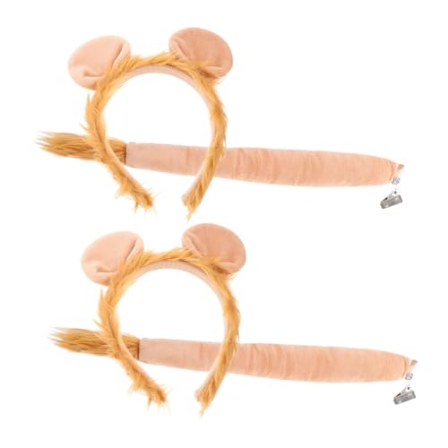 FOMIYES 2 Sätze Löwen-Stirnband Löwenohr Stirnband -Kostüm Löwenkostüm für Erwachsene Tierische Haarreifen Tierhaarreif Kopftuch Stirnbänder auffälliger Kopfschmuck Cosplay-Anzug Stoff von FOMIYES