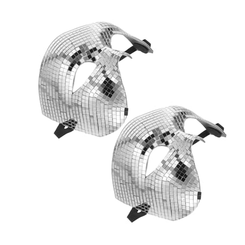 FOMIYES 2 Stück Silberne Glitzer Disco Ball Maske Reflektierende Halbgesichts Masquerade Party Maske für Halloween Karneval Musik Events Leichte Wiederverwendbare Gesichtsbedeckung FOMIYES 2 Stück Silberne Glitzer Disco Ball Maske Reflektierende Halbgesichts Masquerade Party Maske für Halloween Karneval Musik Events Leichte Wiederverwendbare Gesichtsbedeckung von FOMIYES