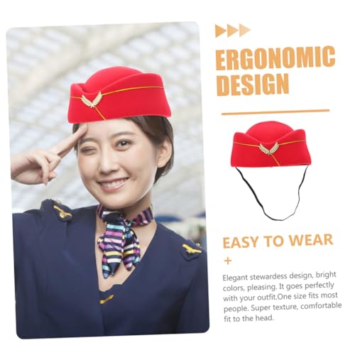 FOMIYES 2 Stück Stewardess Cosplay Accessory Filz Flugbegleiterin Hut Schwarz Rot Stilvolle Airline Kostüm Mütze Unisex für Party Halloween Verstellbar FOMIYES 2 Stück Stewardess Cosplay Accessory Filz Flugbegleiterin Hut Schwarz Rot Stilvolle Airline Kostüm Mütze Unisex für Party Halloween Verstellbar von FOMIYES