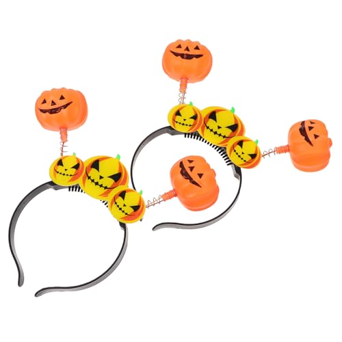 FOMIYES 2 Stück Stirnband Kürbis Haarschmuck Haaraufsätze Dekorativer Haarreifen Festival Party Haarreifen Halloween Leuchtender Kopfschmuck Halloween Haarreifen Festival Haar Orange von FOMIYES