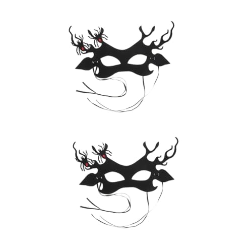 FOMIYES 2St Geweih Spinnenmaske Masken Gruselige Halloween-Maske Gesicht maskerade auge gruselige maske halloween dekoration Abschlussball Maske Halloween-Spinnen-Totenmaske Vlies Black von FOMIYES