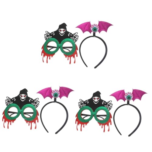 FOMIYES 3 Sätze Halloween-Dekorationen Haarband kopfschmuck Teufelsbrille augenklappe Halloween-Kopfbedeckung Halloween-Cosplay-Zubehör Halloween-Rollenspielzubehör Stirnband das Haustier von FOMIYES