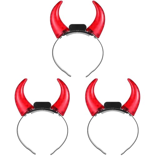 FOMIYES 3 Stk Dämon Horn Stirnband Led Teufelshörner Stirnband Halloween Teufelshörner Stirnband Teufelshaarreifen Stirnband Aus Teufelshorn Cosplay Elektronische Bauteile 3d Bilden von FOMIYES