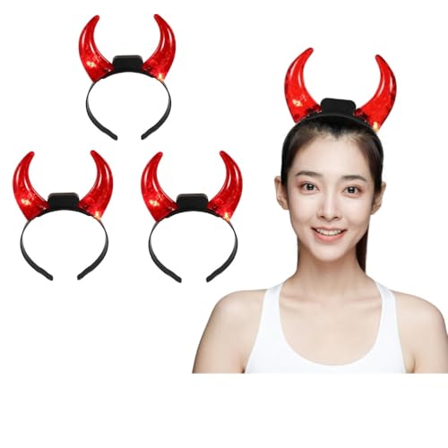 FOMIYES 3 Stk Dämon Horn Stirnband Led Teufelshörner Stirnband Halloween Teufelshörner Stirnband Teufelshaarreifen Stirnband Aus Teufelshorn Cosplay Elektronische Bauteile 3d Bilden von FOMIYES