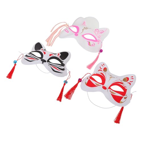 FOMIYES 3 Stück Handbemalte Japanische Fuchs-masken aus Kunststoff Leichte Halbgessichts-maskerade für Erwachsene Bequemes Cosplay Zubehör für Party Festival und Halloween FOMIYES 3 Stück Handbemalte Japanische Fuchs-masken aus Kunststoff Leichte Halbgessichts-maskerade für Erwachsene Bequemes Cosplay Zubehör für Party Festival und Halloween von FOMIYES