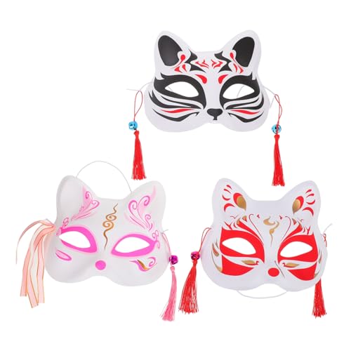 FOMIYES 3 Stück Japanische Katzen-fuchs Halbgesichtsmasken Handbemalt Leicht Für Cosplay Party Kostüm Erwachsene FOMIYES 3 Stück Japanische Katzen-fuchs Halbgesichtsmasken Handbemalt Leicht Für Cosplay Party Kostüm Erwachsene von FOMIYES