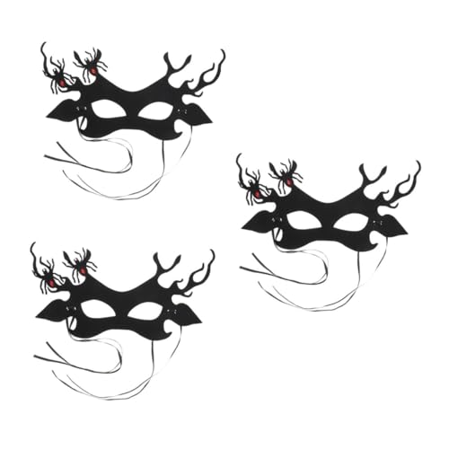 FOMIYES 3st Geweih Spinnenmaske Maskerade-maske Für Frauen Halloween-cosplay Halloween-maske Gruselige Tiermaske Halloween-krähe- Halloween-spinnendekoration Masken Vampir Vlies Black von FOMIYES