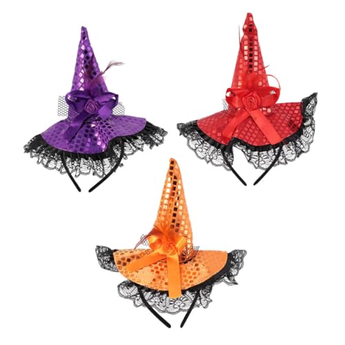 FOMIYES 3st Hexenhut Stirnband Halloween-mini-hexenhüte Halloween-hut Halloween-haarreifen Hexen-partyhüte Halloween-teufel-stirnband Kleiner Hexenhut Und Stirnband Zaubererhüte Tuch von FOMIYES