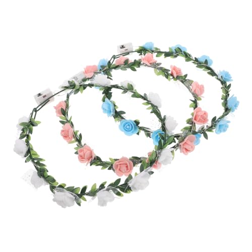 FOMIYES 3st Leuchtende Girlande Blumenmädchen-kopfschmuck Led-blumen-stirnband-krone Leichter Girlanden-kopfschmuck Meerjungfrau Geburtstagsdekoration Leuchtendes Stirnband Plastik von FOMIYES