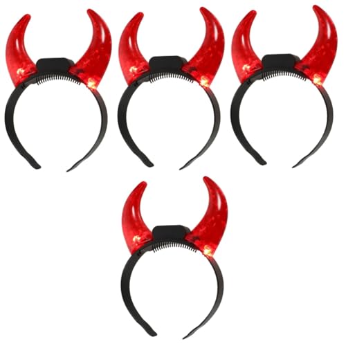 FOMIYES 4 Stück Dämon Horn Teufelshaarreifen Stirnband Aus Horn Led-dekor Stirnband Aus Ochsenhorn Flash-kostüm Stirnband Aus Teufelshorn Haarband Hörner Trompete 3d Kunststoffe von FOMIYES