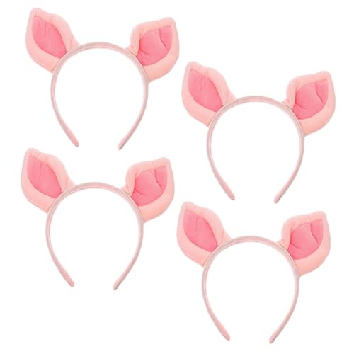 FOMIYES 4 Stück Stirnband Mit Schweineohren Welpenohren Cosplay Tierkopf-bopper Tierkopfbedeckung Plüsch-ohr-haarreifen Kostüme Tierkostüm-stirnband Cosplay-stirnband Stoff Rosa von FOMIYES