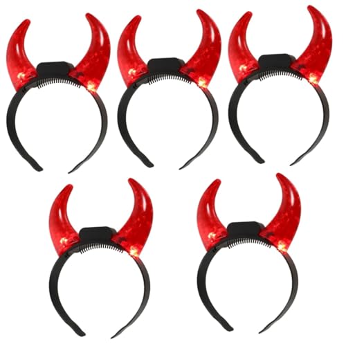 FOMIYES 5 Stk Dämon Horn Stirnband Hörner Stirnband Gotisches Stirnband Mit Antilopenhörnern Teufelshaarreifen Flash-kostüm Stirnband Aus Horn Halloween Led Elektronische Bauteile 3d von FOMIYES