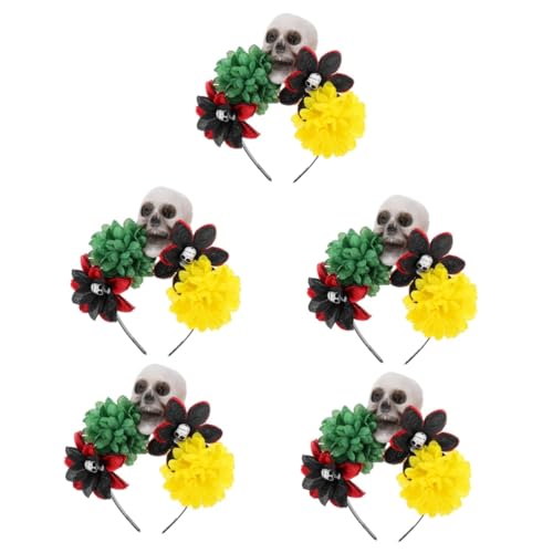 FOMIYES 5St Schädel Rose Stirnband Dekor Mode Blumenkopfschmuck Mädchen-Outfit halloween haarschmuck kinder halloween schminke Haarbänder mit Rosenblüten Festival-Stirnbänder Seidentuch von FOMIYES