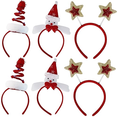 FOMIYES 6 Stück Weihnachts Stirnbänder Set Lustige Haarbänder Mit Weihnachtsbaum Schneemann Und Sternen Perfekte Weihnachtsdekoration Für Und Erwachsene Ideal Für Partys Und von FOMIYES