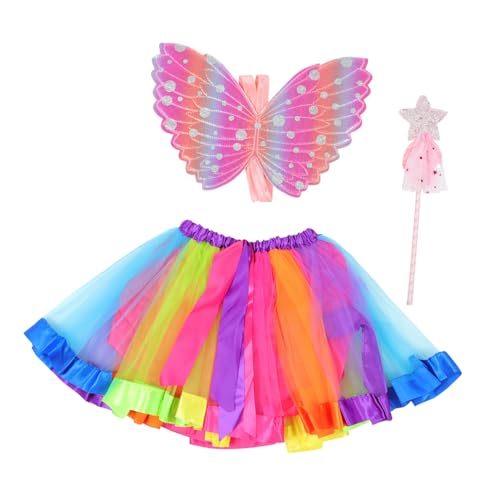 FOMIYES Flügel Kostüm Set Teilig Schmetterlingsflügel mit Stern Feenstab und Farbiger Kostümrock für Mädchen Karneval Verkleidung Rollenspiel Geburtstag Bühne FOMIYES Flügel Kostüm Set Teilig Schmetterlingsflügel mit Stern Feenstab und Farbiger Kostümrock für Mädchen Karneval Verkleidung Rollenspiel Geburtstag Bühne von FOMIYES