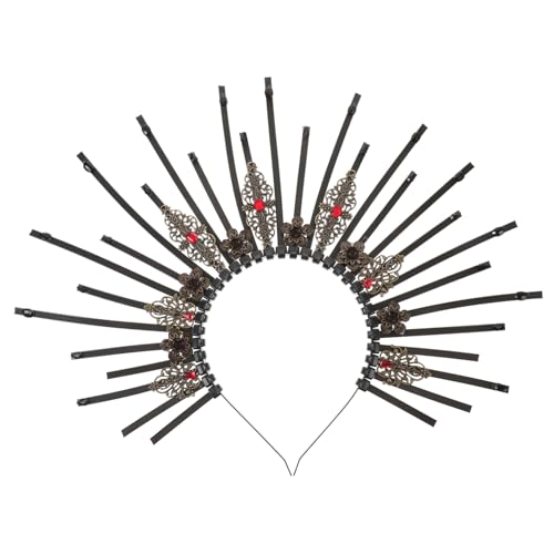 FOMIYES Gothic Heiligenschein Krone Haarreifen für Erwachsene Damen Vintage Kristall Stirnband Leichtes Party Cosplay Accessoire Eleganter Haarschmuck für Frauen und Teenager FOMIYES Gothic Heiligenschein Krone Haarreifen für Erwachsene Damen Vintage Kristall Stirnband Leichtes Party Cosplay Accessoire Eleganter Haarschmuck für Frauen und Teenager von FOMIYES