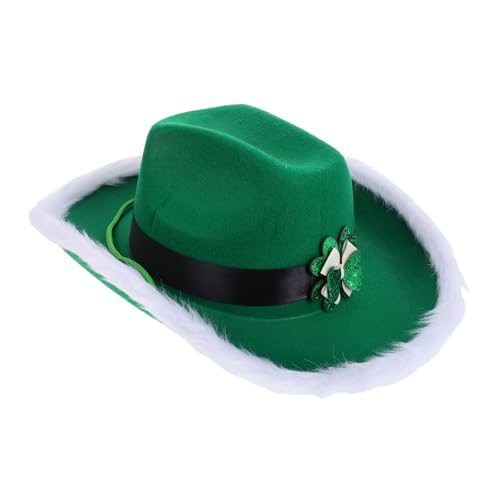 FOMIYES Grüner Fransen Kuhhut Für St Patrick'S Day Irisch Inspirierter Partyhut Einzigartiges Fliege Design Für Feiern Und Zusammenkünfte Unisex Westernhut von FOMIYES