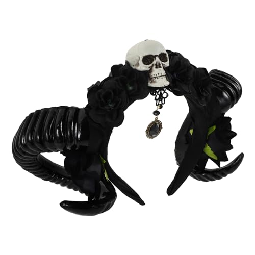 FOMIYES Haarschmuck Aus Hornschleier Tier-stirnband Schafhorn-rosen-stirnband Halloween Schwarzes Schleier Stirnband Teufelshörner Kopfbedeckung Aus Ziegenhorn Halloween-haarschmuck Stoff von FOMIYES