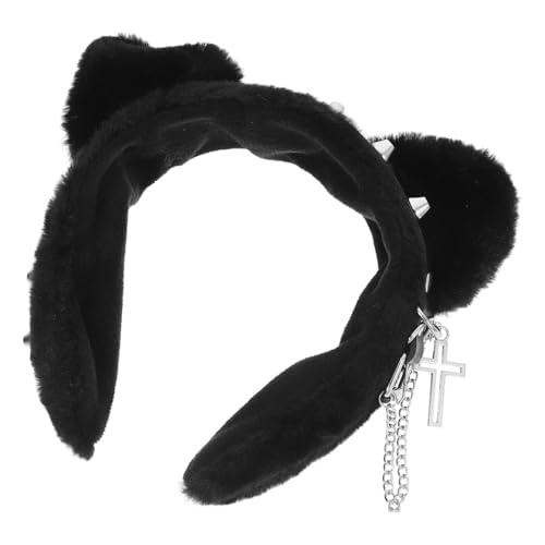 FOMIYES Kreuz Stirnband Kopfbedeckung Mit Katzenohren Kunstpelz-ohren-stirnband Katze Cosplay Stirnband Katzen-cosplay-ohren Katzenkostüm Für Katzenhalsbänder Plüsch Black von FOMIYES