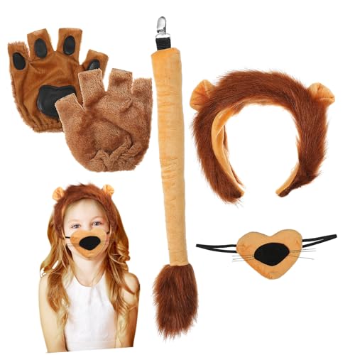 FOMIYES Löwen Kostüm mit Realistischem Stirnband Nase Pfotenhandschuhen Langlebigem Stoff Bequem für Halloween Tier Cosplay partys Geeignet FOMIYES Löwen Kostüm mit Realistischem Stirnband Nase Pfotenhandschuhen Langlebigem Stoff Bequem für Halloween Tier Cosplay partys Geeignet von FOMIYES