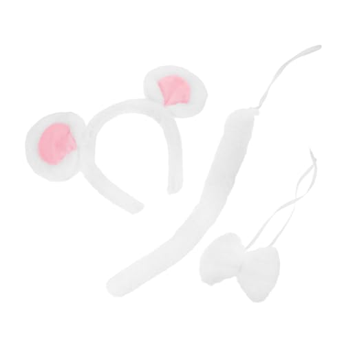 FOMIYES Maus Kostüm Weiß mit Plüsch Ohren und Fliege Verstellbares Tieraccessoire für Erwachsene Komfortables Halloween Party Cosplay Zubehör FOMIYES Maus Kostüm Weiß mit Plüsch Ohren und Fliege Verstellbares Tieraccessoire für Erwachsene Komfortables Halloween Party Cosplay Zubehör von FOMIYES