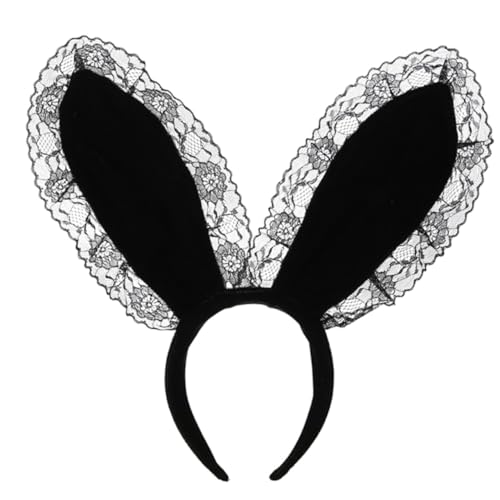 FOMIYES Plüsch Hasenohren Haarreif mit Spitzenbesatz Weiches Party Haar accessoire für Damen für Cosplay Halloween Geburtstag und Festliche Anlässe Schwarzes Süßes Stirnband FOMIYES Plüsch Hasenohren Haarreif mit Spitzenbesatz Weiches Party Haar accessoire für Damen für Cosplay Halloween Geburtstag und Festliche Anlässe Schwarzes Süßes Stirnband von FOMIYES